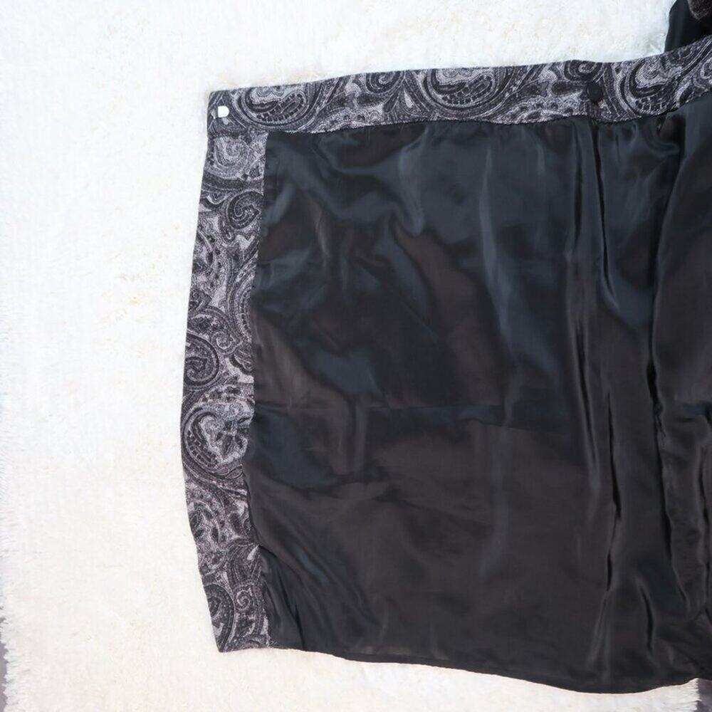 Talbots Wool Blend Floral Wrap Mini Skirt 12P Black Gray Jacquard - Picture 10 of 13